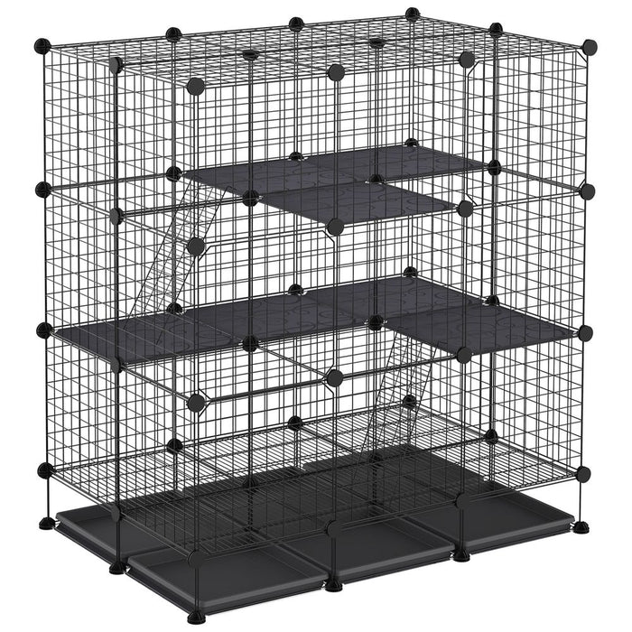 Adjustable 30Pc Pet Cage: Steel Bars & Doors + Trays - High Quality - Pawhut