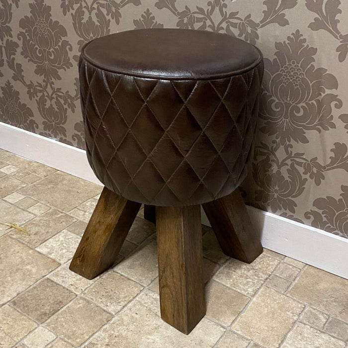 Premium 38CM Leather Round Footstool