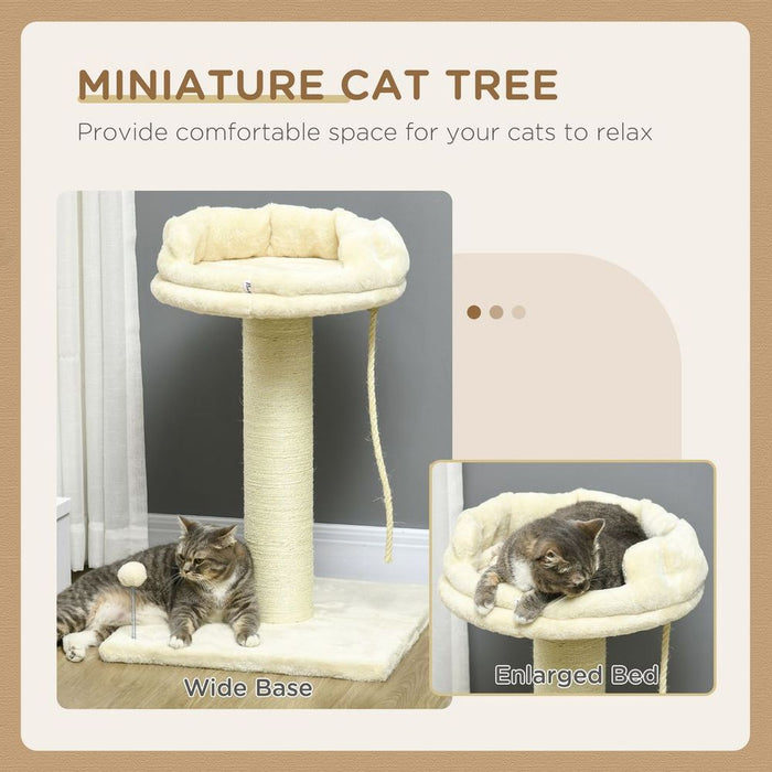 Premium Indoor Cat Tree - Sisal Scratching Post, Spacious Kitten Bed - Cream