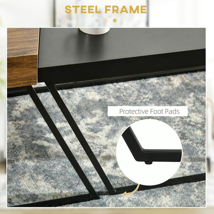 Premium HOMCOM Coffee Table Set of 2 - Stylish Steel Frame - Versatile for Living Room Décor