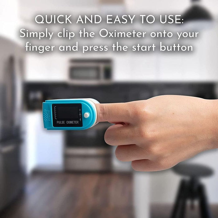 Aquarius Blue Finger Pulse Oximeter V2 - SpO2 Readings & Heart Rate Monitor, FDA Approved