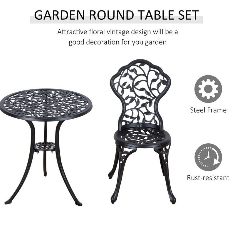 Premium Cast Aluminium 3-Pcs Bistro Set: Elegant Design, Durable Construction - Perfect for Any Outdoor Setting