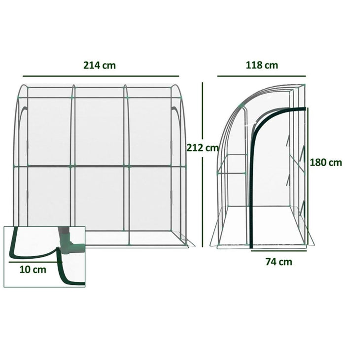 Walk-In Lean to Wall Tunnel Greenhouse