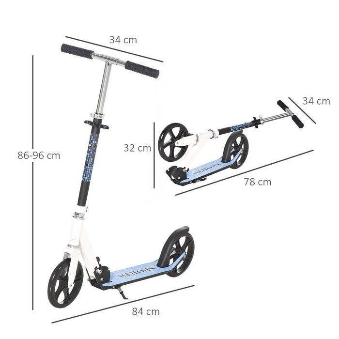 HOMCOM Kick Scooter Commuter Adjustable Foldable Aluminium White