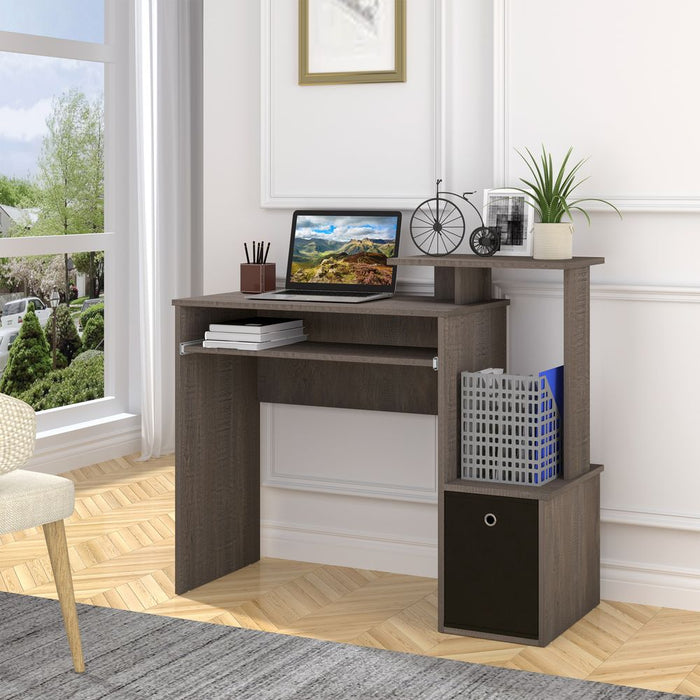 Premium 2021 Home Office Computer Desk - Sliding Keyboard Tray, Storage Drawer, Shelf - Sleek Grey Design