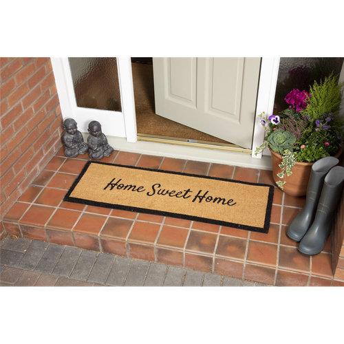 Astley Slogan Home Sweet Home PVC Backed Coir 40x120cm Natural Doormat