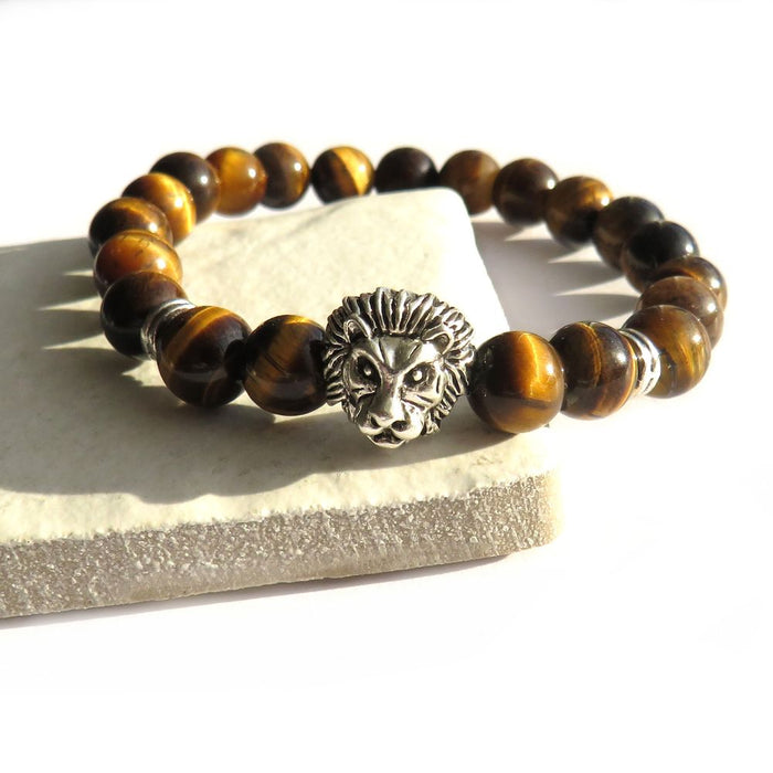 High-Quality Men's Tigers Eye Lion Bracelet