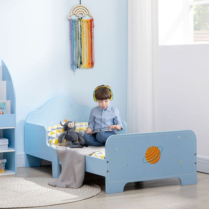 ZONEKIZ Toddler Bed w/ Space-themed Patterns, for Boy, Girls, Ages 3-6 Years