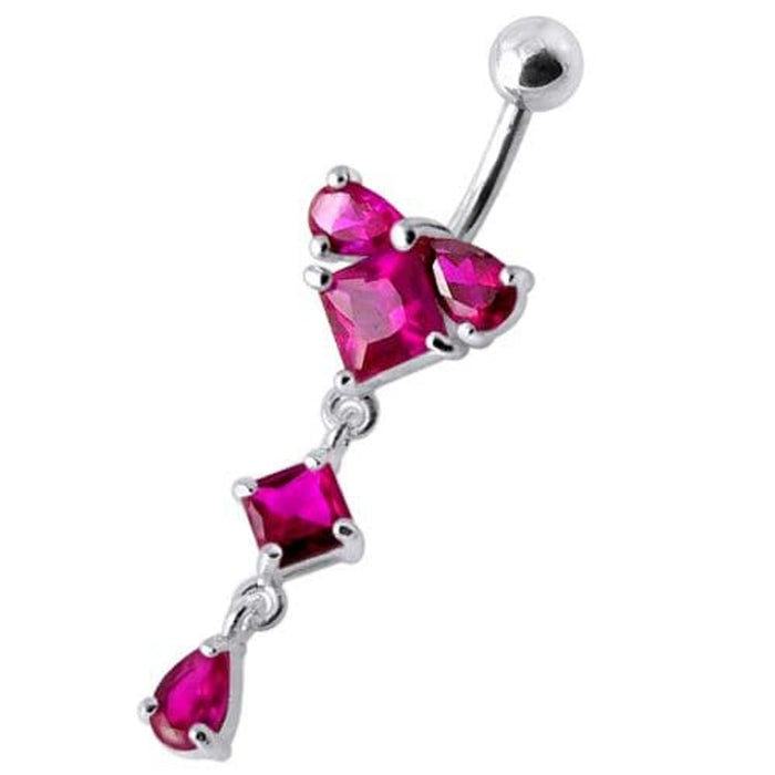 fashionable Jeweled Dangling With SS Bar Navel Body Jewelry Ring