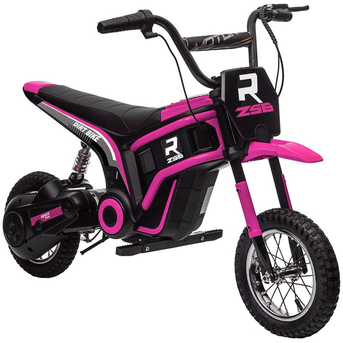 HOMCOM 24V Kids Electric Motorbike with Twist Grip Throttle, Music, Horn - Pink