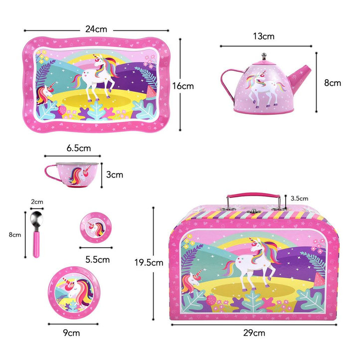 SOKA TEA SET UNICORN 0009257 Metal Tin Tea Party Set with Carry Case