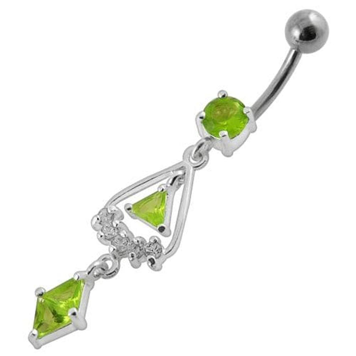 triangled Jewel Fancy Dangling Belly Ring