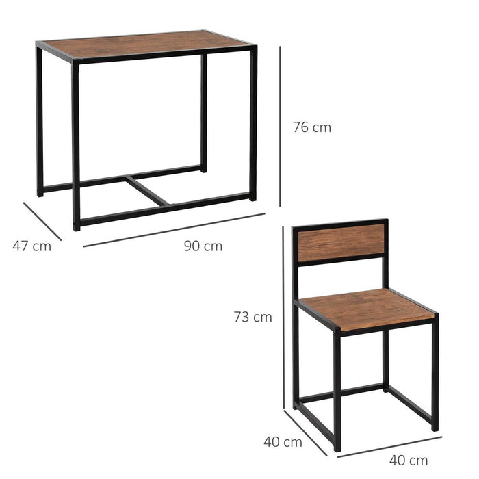 Stylish Steel Frame 2-Seater Bar Set - Durable & Functional - Ideal for Kitchen & Home - Wood Tone