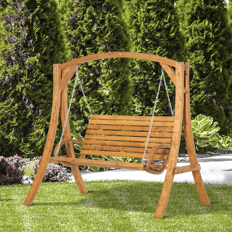 Premium Outdoor 2-Seater Swing Seat - Stylish Wooden Garden Swing Bench - High-Quality & Comfortable Seating - Perfect Patio Decor