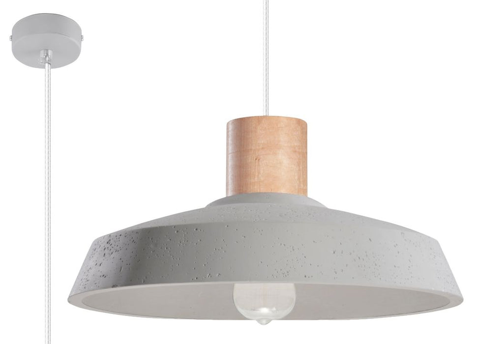 Sleek Afra Concrete/Wood Pendant Lamp - Stylish LED E27 - Modern Loft Design