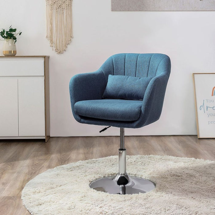 Premium HOMCOM Retro Swivel Tub Chair - Steel Frame - Blue - Cushion Seat - High Quality - Stylish Design