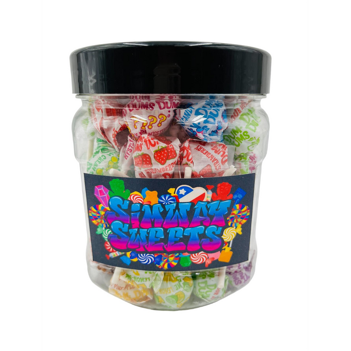 Dum Dums Jar - Imported USA Lollipops, Date Assured, 55 Colorful Pieces, Ready to Gift, Simway Sweets