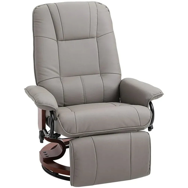 Ergonomic Recliner Sofa Chair PU Leather Armchair Lounger with Footrest, Grey