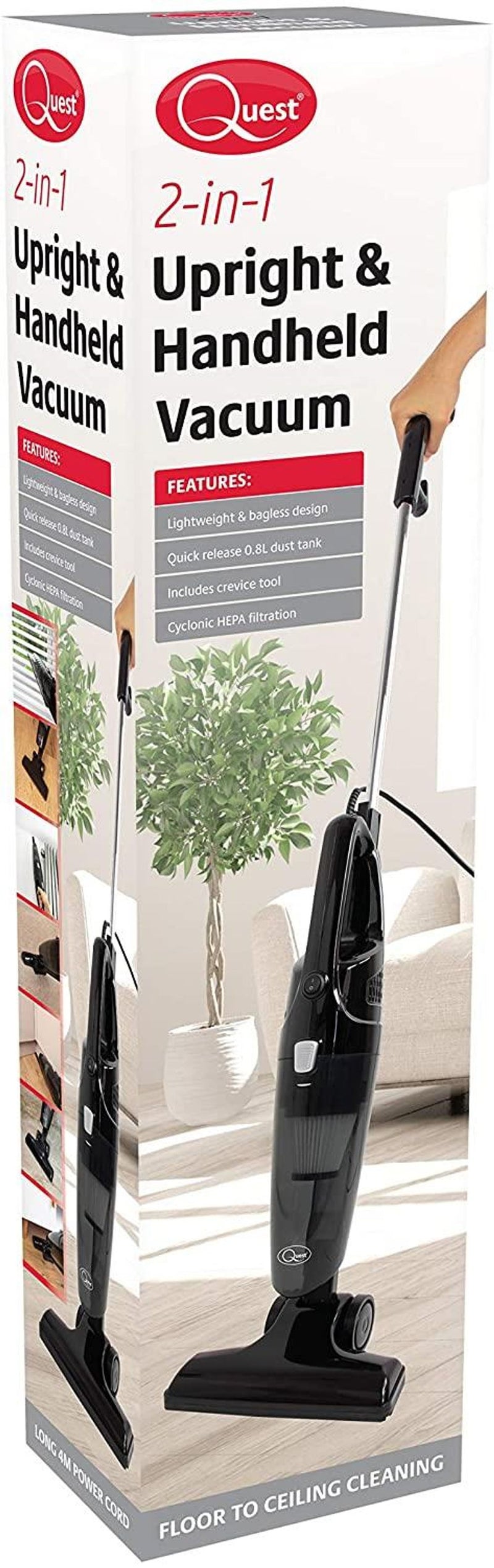 Quest 2-in-1 Upright and Handheld Lightweight Vacuum Cleaner - Black, 600W - 44839