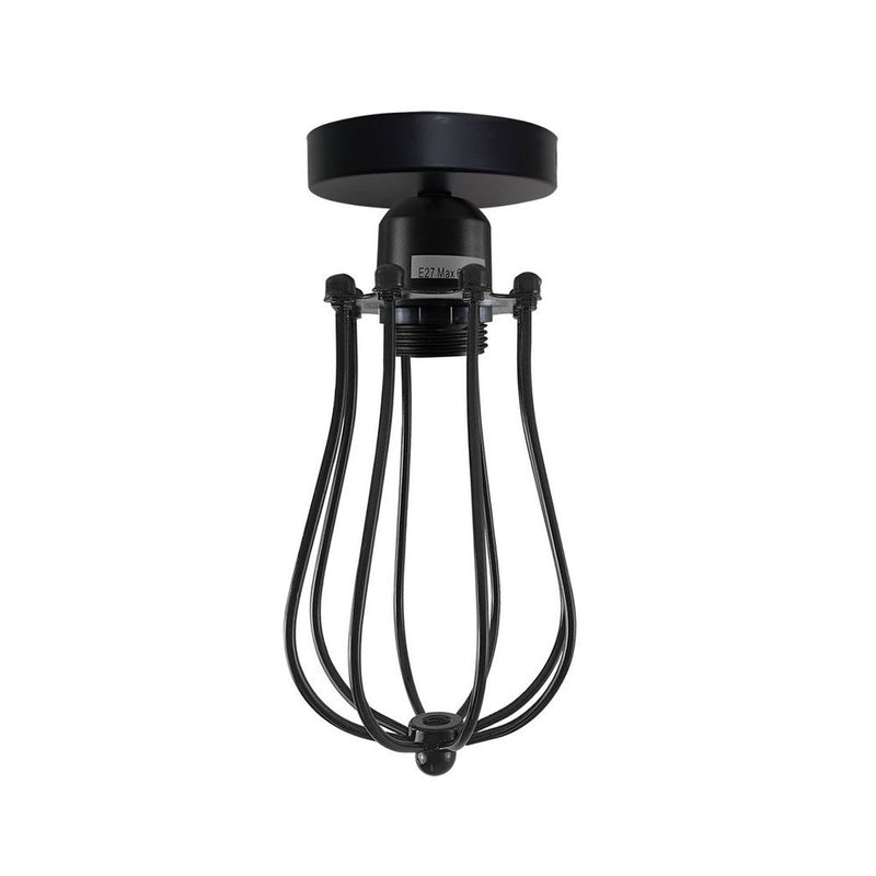 Vintage Industrial Geometric Balloon Shaped Wire Cage Ceiling Light