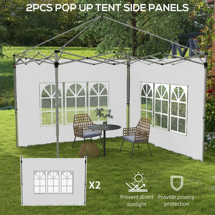 Outsunny Gazebo Side Panels for 3x3(m) or 3x4m Pop Up Gazebo, 2 Pack, White