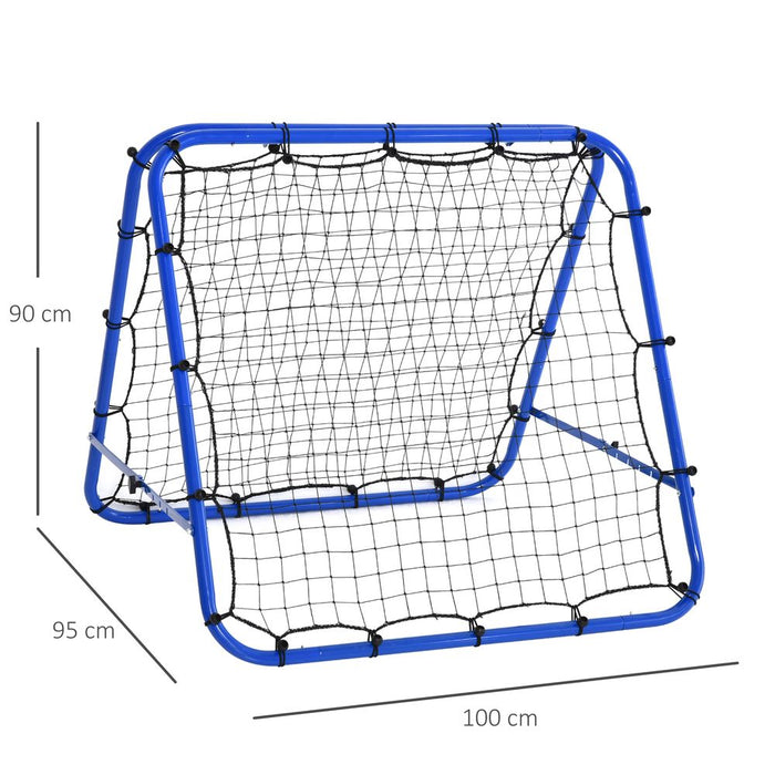 HOMCOM Double Sided Football Rebounder Net, Football Rebound Net Target Goal with 5 Adjustable Angles, Garden Football Training Equipment for Youth, Blue