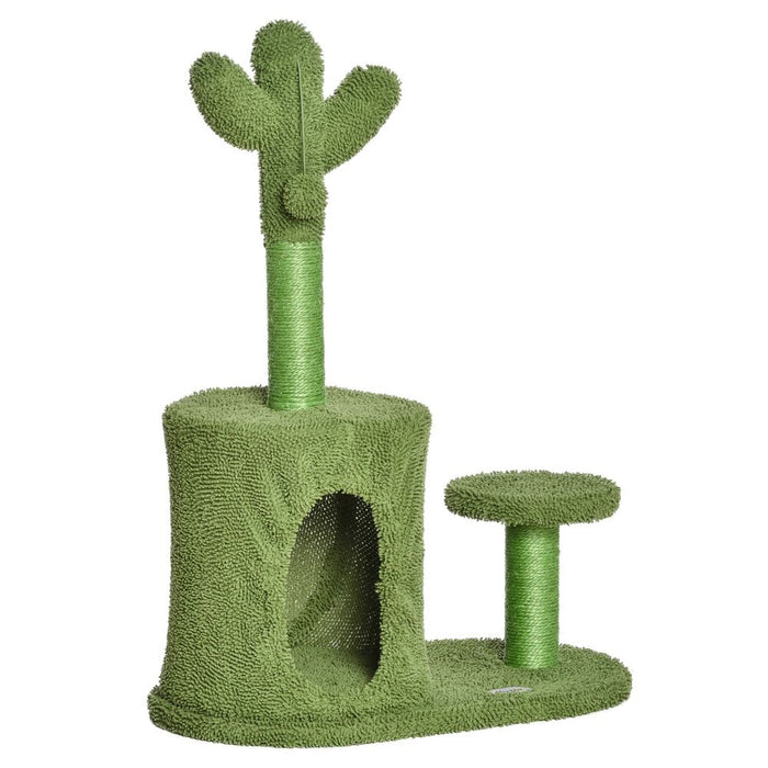 PawHut 78cm Cactus Cat Tree Tower with Scratching Post Condo Perch, Kitten Activity Centre for Indoor Cats with Toy Ball