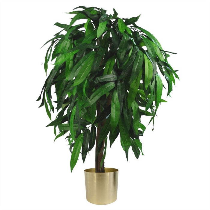 Bold 100cm Artificial Mango Tree Plant - Metal Planter - Realistic Foliage - Perfect for Any Interior Scheme