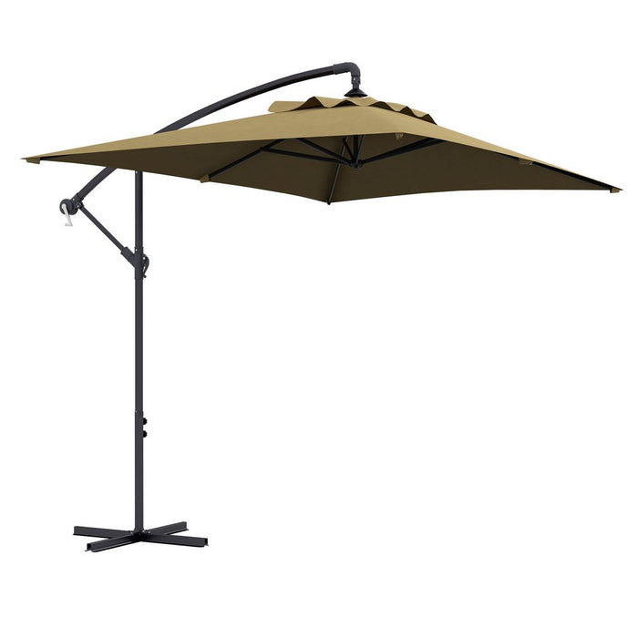 Premium Outsunny 3m Cantilever Parasol: Crank Handle, 6 Ribs, Brown - Get Shade & Comfort Now!