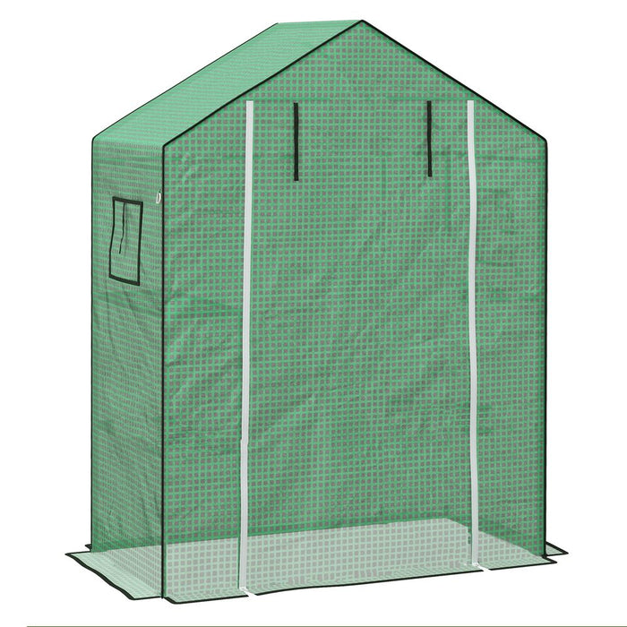 Outsunny Greenhouse Cover Replacement w/ Door & Mesh Windows, Green - Durable & UV-Resistant