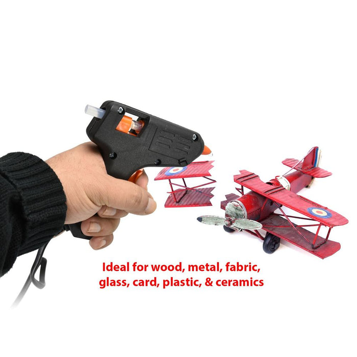 Mini Glue Gun 10W - Fast Drying - Bonds Paper, Plastic, Wood - Includes 2 Glue Sticks