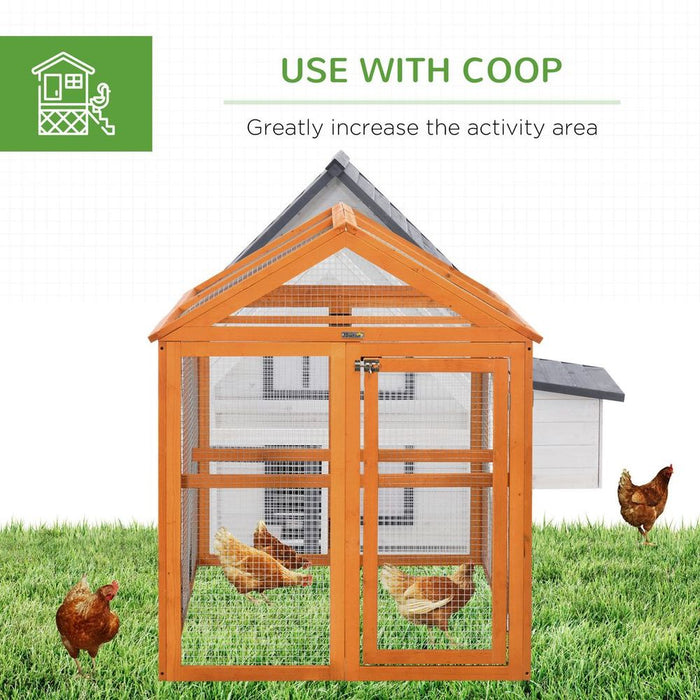 PawHut Chicken Run, Wooden Chicken Coop w/ Combinable Design - Orange