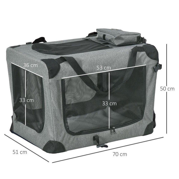 PawHut Foldable Pet Carrier Bag, Grey 70x51x50cm