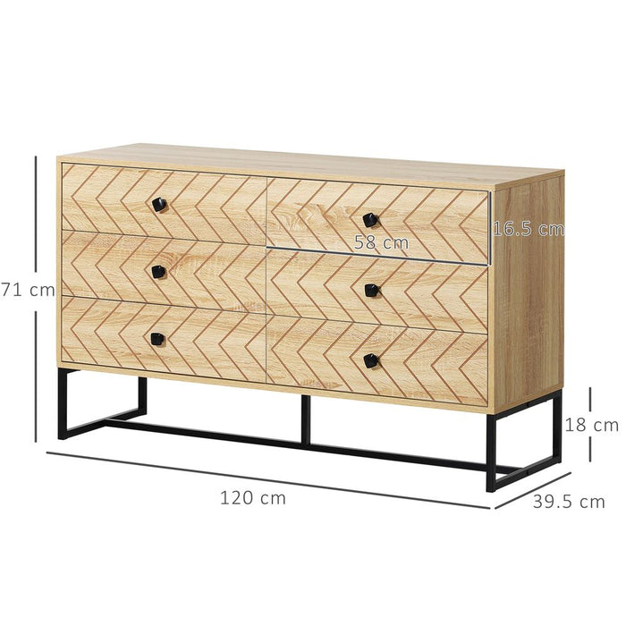 Premium 6-Drawer Storage Cabinet - Chic Zig Zag Design - Ideal for Hallways, Bedrooms, and Living Rooms - Sturdy & Stylish