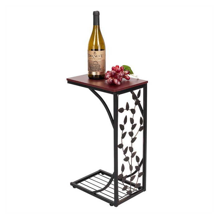 Leaf Pattern Iron Side Table Coffee Table Brown 54*30.5*21CM