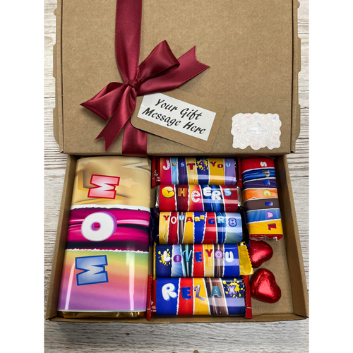 Mothers Day Gift Box With Fun Chocolate Bar Wrappers - Mom