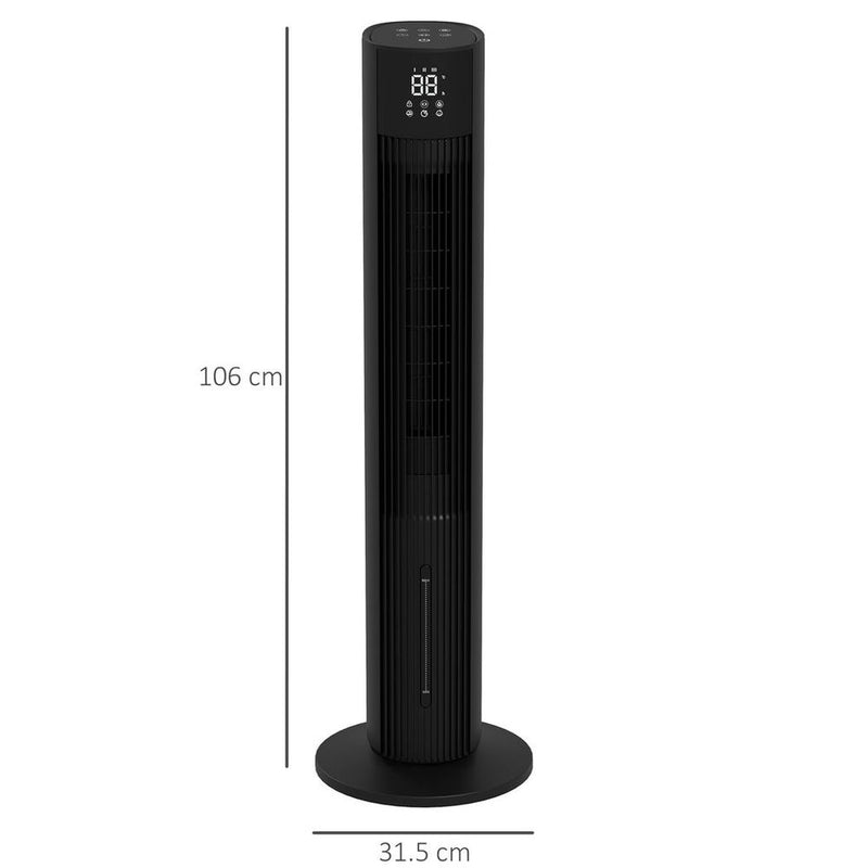 HOMCOM Oscillating Tower Fan - Cooling, Ice Pack, Water Tank, Child Lock