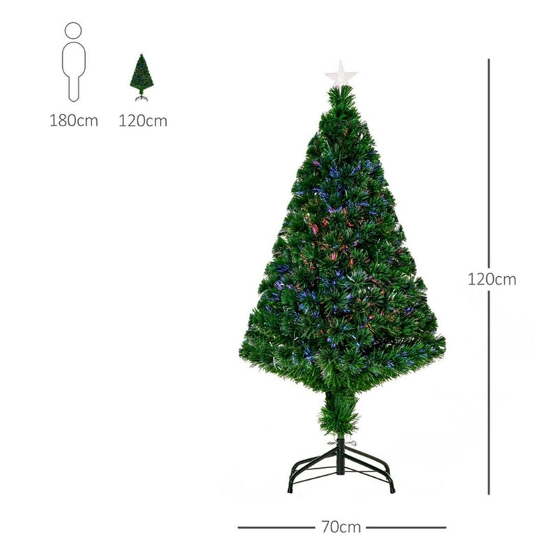 4 ft Christmas Tree | Artificial Pine PVC needles | Pre-lit colourful Lights with Star | Green