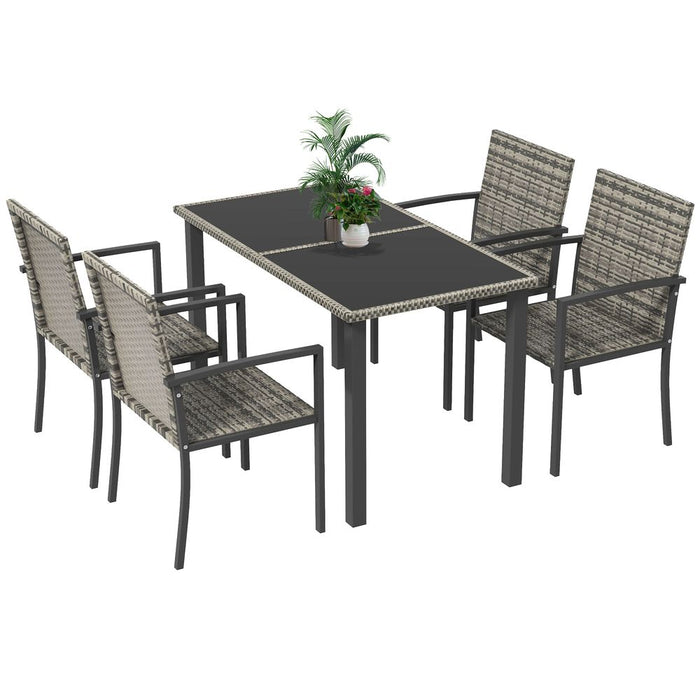 Premium 4 Seater Rattan Garden Furniture Set - Mixed Grey