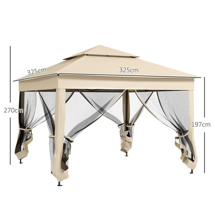 Premium Outsunny Garden Folding Tent - Heavy Duty Pop Up Gazebo for Parties, Weddings & Events - Cream