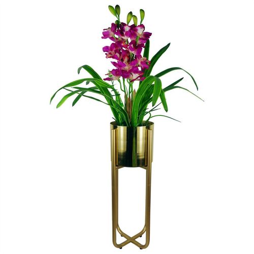 Tall Gold Stand with Gold Metal Planter 62cm x 18cm