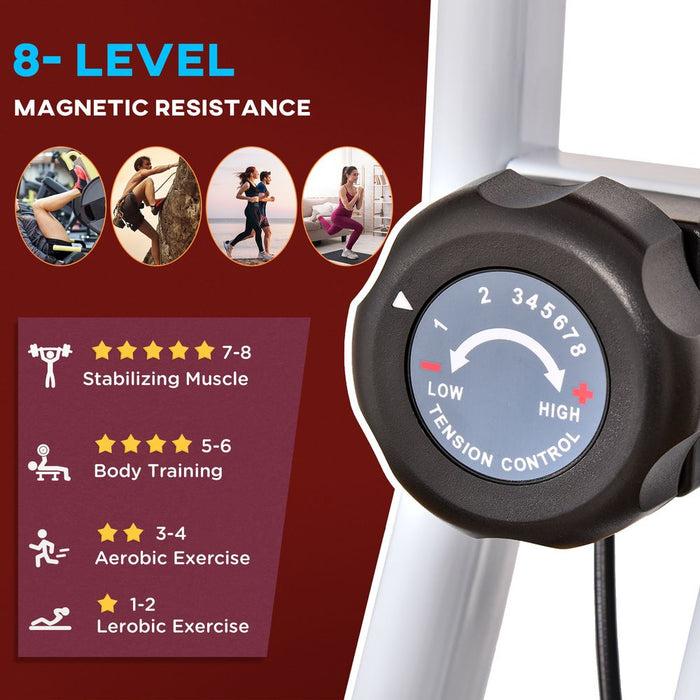 Magnetic Exercise Bike | Foldable & Adjustable | LCD Monitor | Red HOMCOM