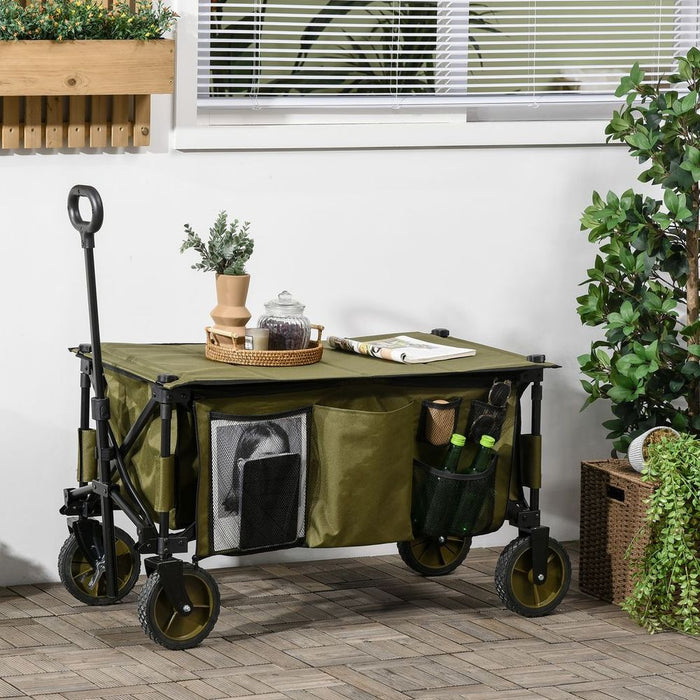 Folding Garden Trolley: Collapsible, Steel, Camping Trolley with Board - Best Quality, 100kg Load