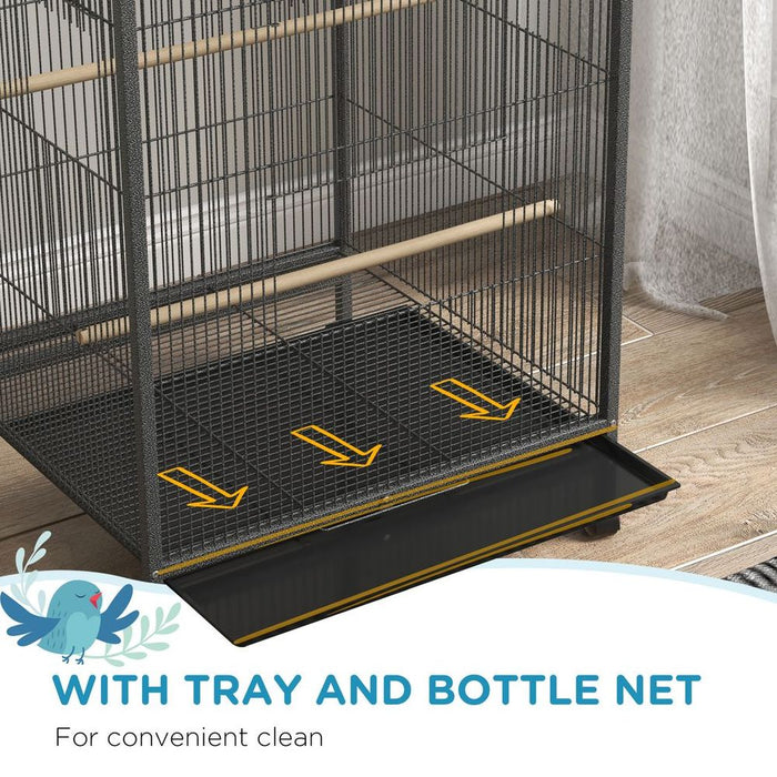 Budgie Cage Parrot Cage - Ideal for Small Parrot, Budgie, Lovebird - High-Quality with Rolling Stand