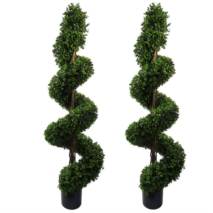 150cm Pair of Spiral Buxus Artificial Tree UV Resistant Outdoor