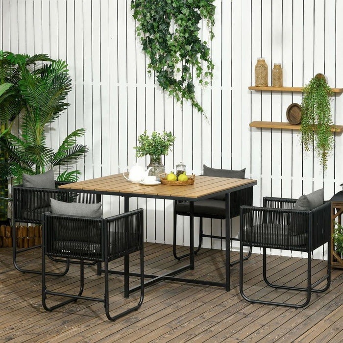 Premium 5-PC Rattan Dining Set: Stylish, Space-saving & Comfortable Outdoor Furniture