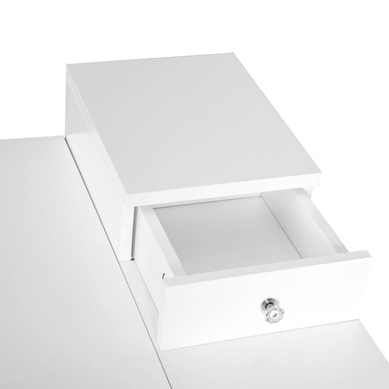 HOMCOM Dressing Table Desk Flip-up Mirror Multi-Purpose Large Space 2 Drawers Modern - White