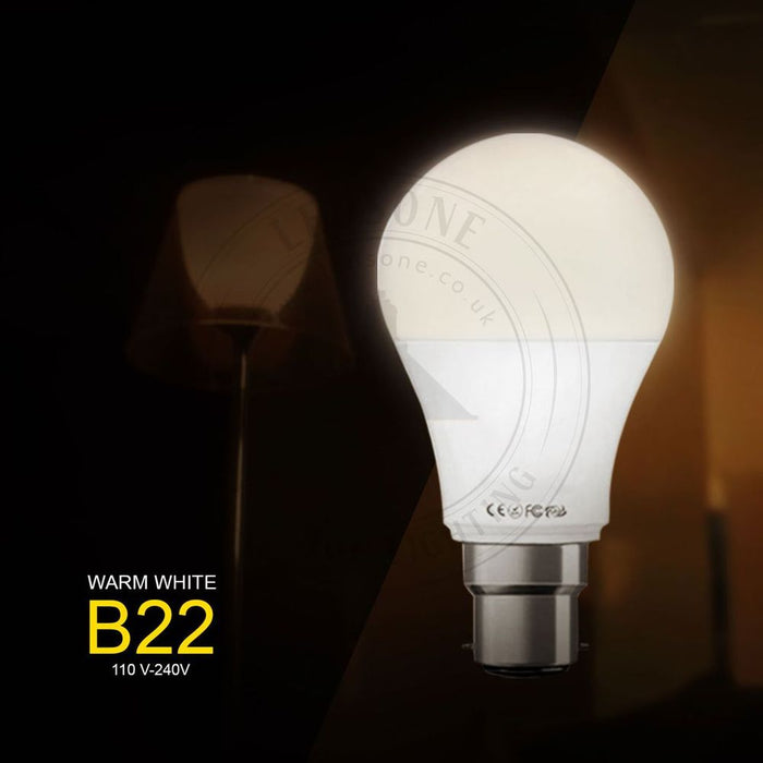 B22 12W Energy Saving Warm White LED Light Bulbs A60 B22 Screw-in non dimmable bulbs