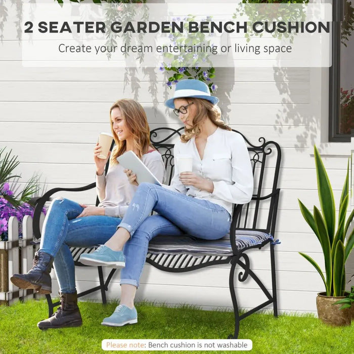 2-Pack Blue Patio Bench Swing Chairs - Double Seat Cushion Mat - High Quality & Durable - Perfect for Garden