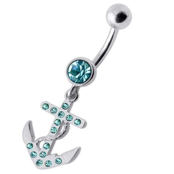 Fancy Jeweled Anchor Dangling Belly Ring